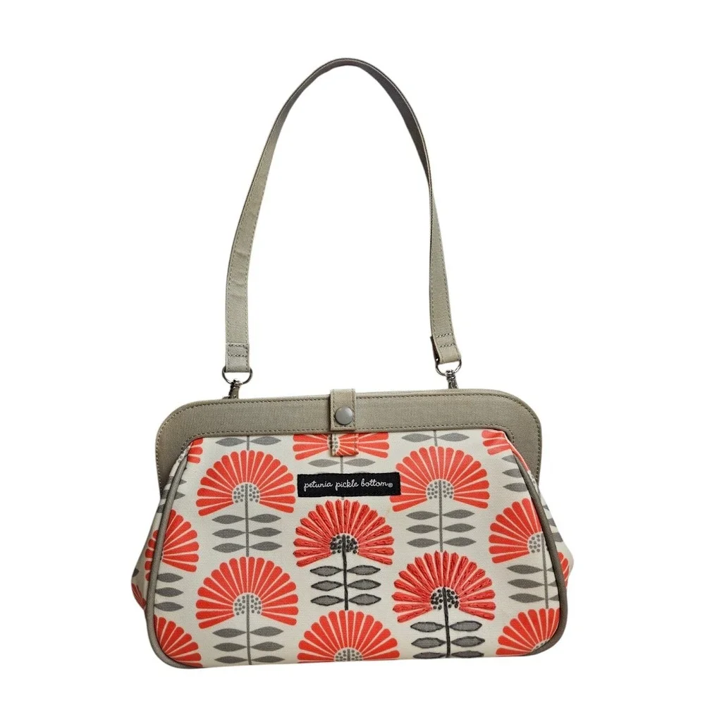 Petunia Pickle Bottom Diaper Bag Red Orange‎ Coral Shoulder Floral Waterproof